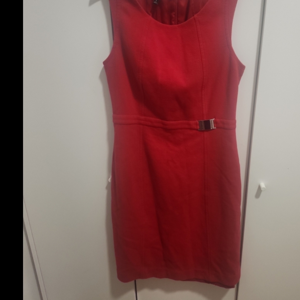 Talbots Red Mini Dress with Buckle Detail